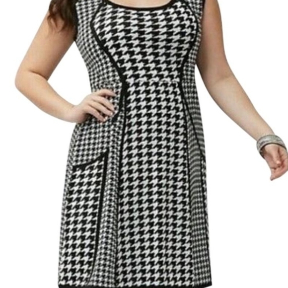 Lane Bryant Black White Houndstooth Dress 22/24 - Picture 11 of 13
